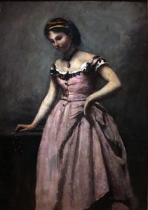 Joven con vestido rosa de Jean Baptiste Camille Corot